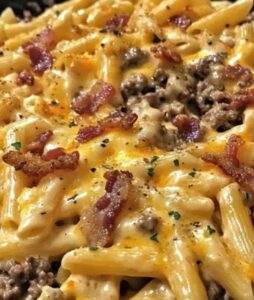 Loaded Bacon Cheeseburger Alfredo Pasta Recipe – Easy Recipes